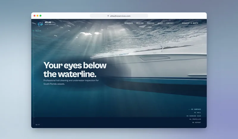 Atlas Dive Services website