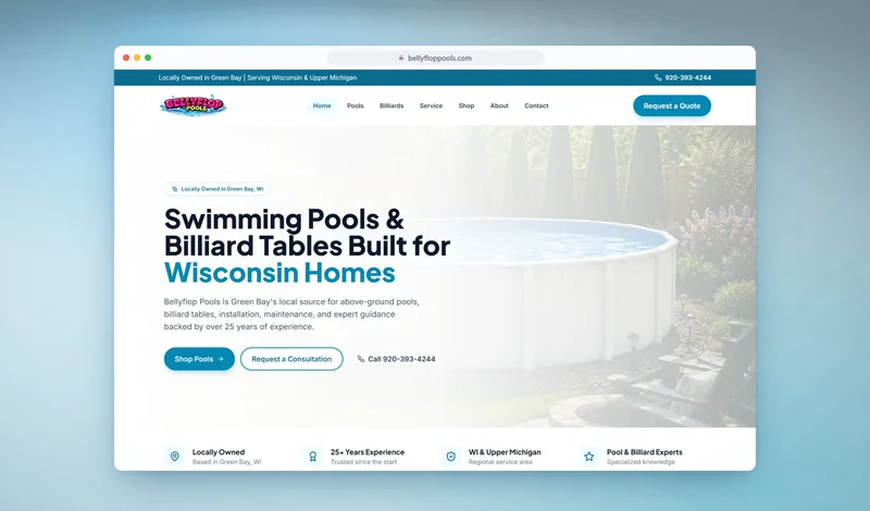 BellyFlop Pools website